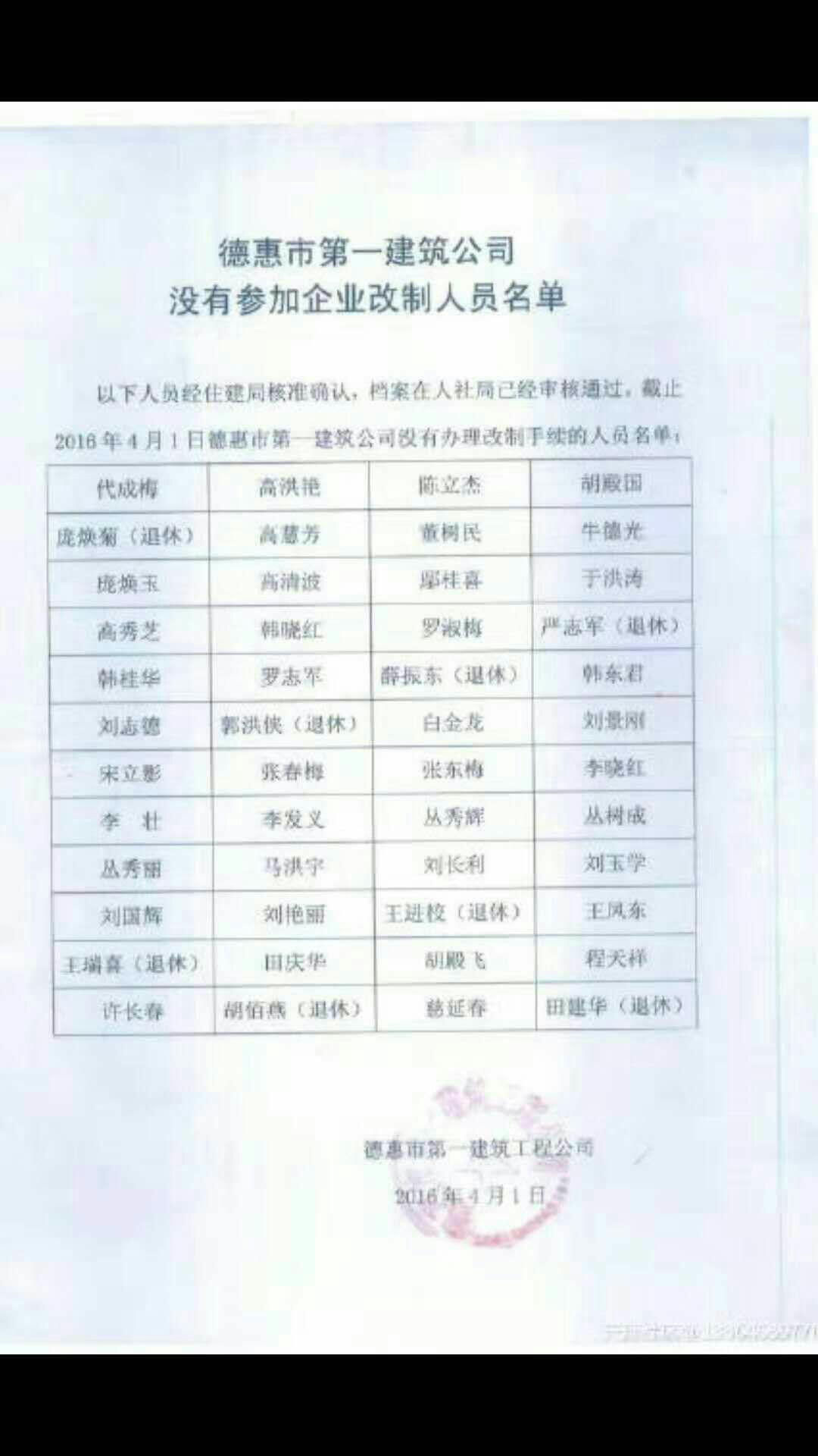 吉林省德惠市第一建筑工程公司基層職工求助信！！  第1張